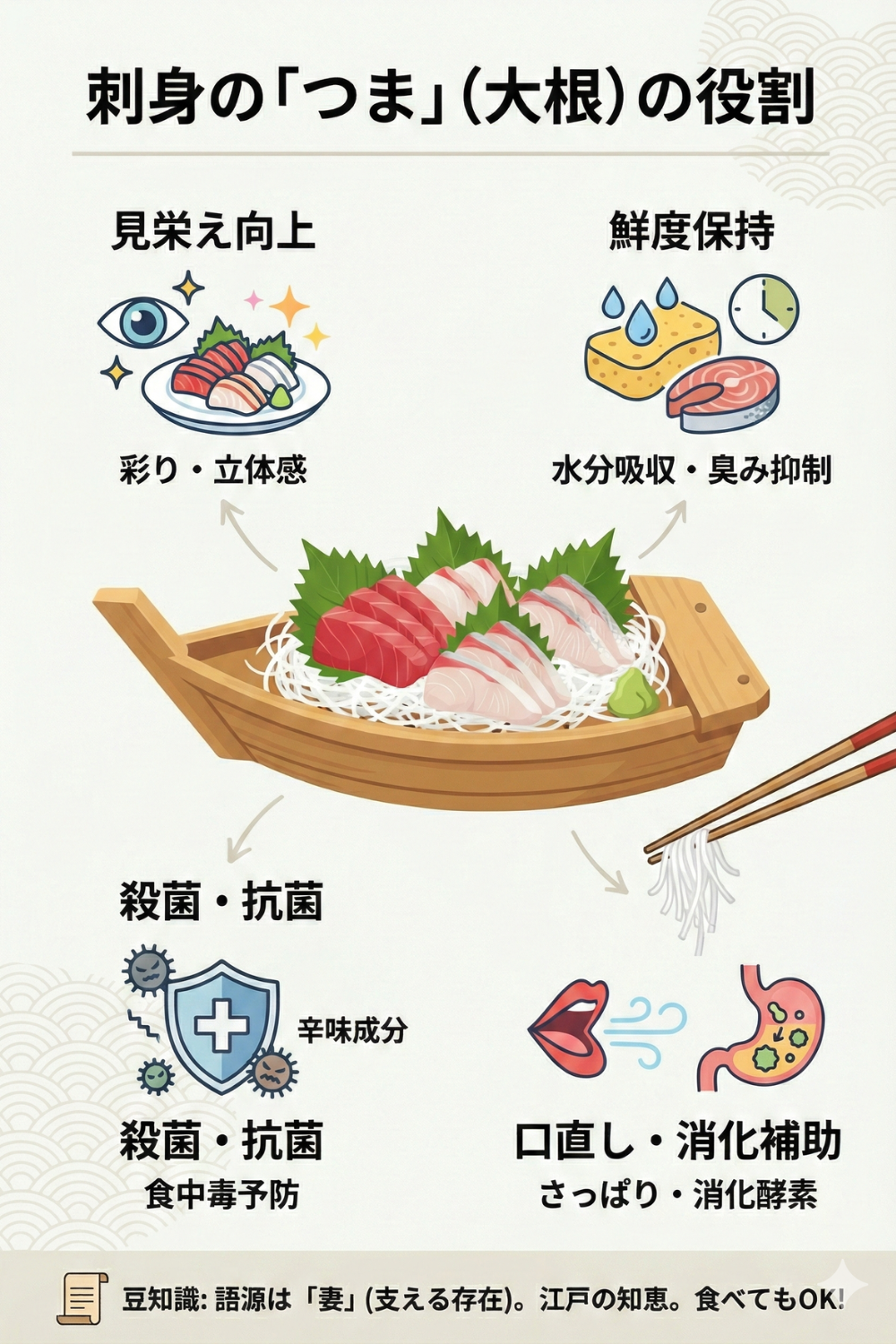 刺身に大根のツマがつく理由、知っていますか？のサマリー